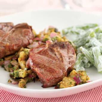 Image of Grilled Lamb Chops With Eggplant Salad, Kitchen Daily