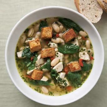 Image of Chicken & Spinach Soup With Fresh Pesto, Kitchen Daily