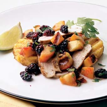 Image of Grilled Chicken & Polenta With Nectarine-blackberry Salsa, Kitchen Daily
