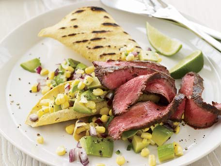 Chipotle-Marinated Flatiron Steak with Avocado-Corn Relish
