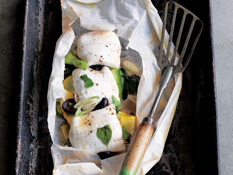 Sole in a Bag with Zucchini & Black Olives
