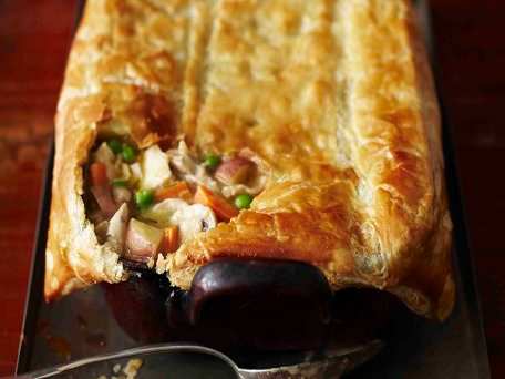 Chicken Pot Pie in a Blanket of Puff Pastry