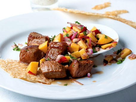 Succulent Steak, Nectarine and Red Onion Salad with Parmesan Crisps