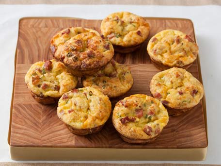 Cheddar, Ham, and Scallion Cups
