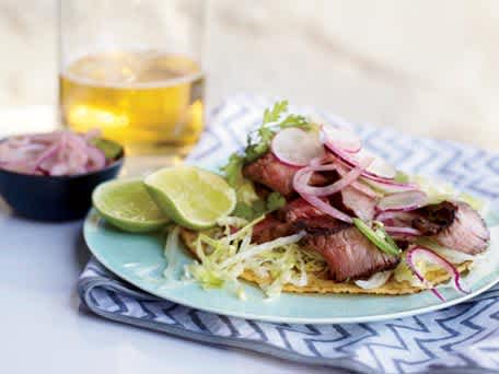 Grilled T-Bone Tostadas with Spicy Radish Salad