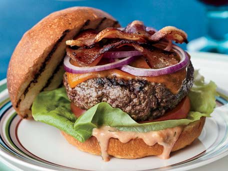 Image of Cheddar Blt Burgers With Tarragon Russian Dressing, Kitchen Daily