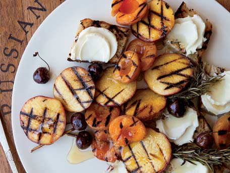 Grilled-Fruit Bruschetta with Honey Mascarpone