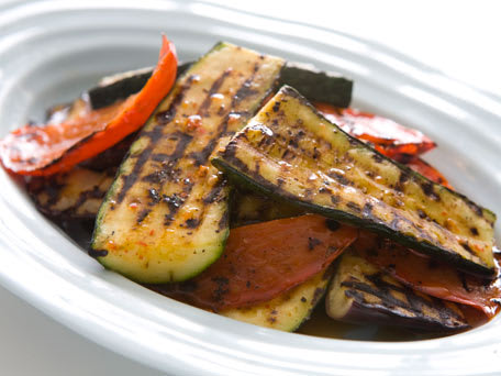 Grilled Peppers, Eggplant & Zucchini with Lemon-Harissa Dressing
