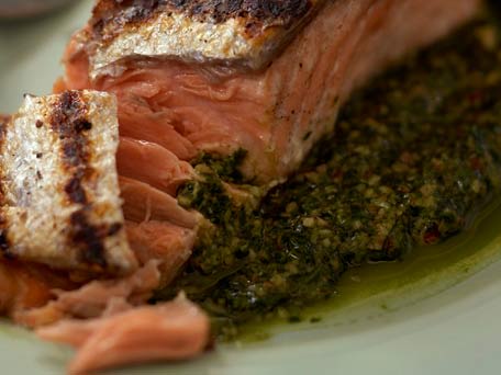 Image of Grilled Salmon With Cilantro-pecan Pesto, Kitchen Daily