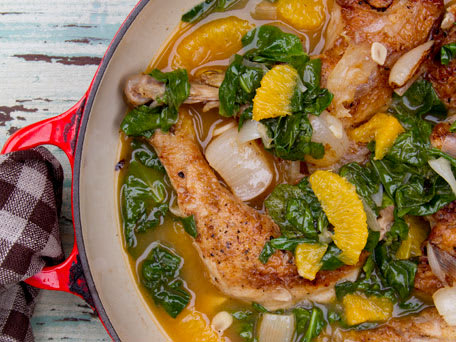 Image of Cane Vinegar Chicken With Pearl Onions, Orange And Spinach, Kitchen Daily