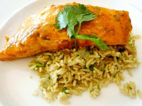 Red Chili and Peanut Butter-Glazed Salmon