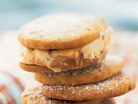 Dulce de Leche Ice Cream Sandwiches with Mexican Wedding Cookies