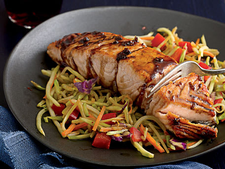 Seared Ginger-Balsamic Salmon with Hot and Sour Slaw