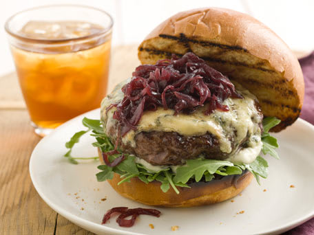 Image of Beef Burgers With Red Onion Marmalade And Blue Cheese, Kitchen Daily