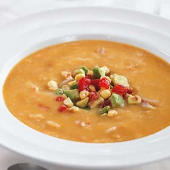 Image of Crab Bisque With Avocado, Tomato & Corn Relish, Kitchen Daily