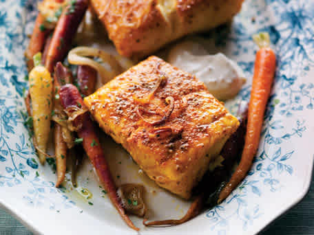 Seared Halibut with Coriander and Carrots