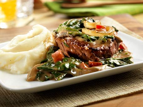 Image of Beef Sirloin Steak WithÂ baby Spinach, Kitchen Daily