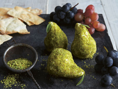 Fresh Goat Cheese Pears with Pistachio Dust