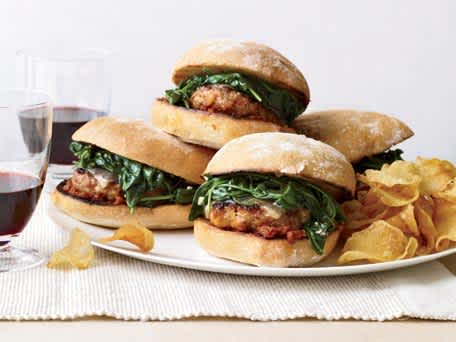 Italian-Sausage Burgers with Garlicky Spinach