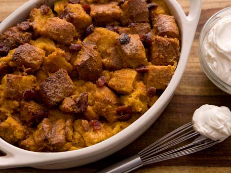 Pumpkin Bread Pudding with Whipped Mascarpone