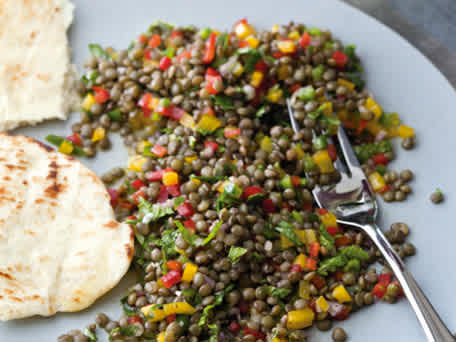 Black Lentil and Bell Pepper with Mint Salad