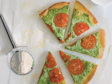Arugula Pesto, Ricotta, and Smoked Mozzarella Pizza