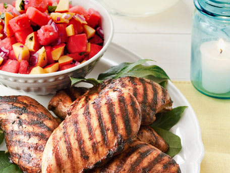Coffee-Spice Chicken and Fruit-Basil Salsa