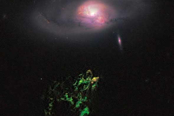 An unusual, ghostly green blob