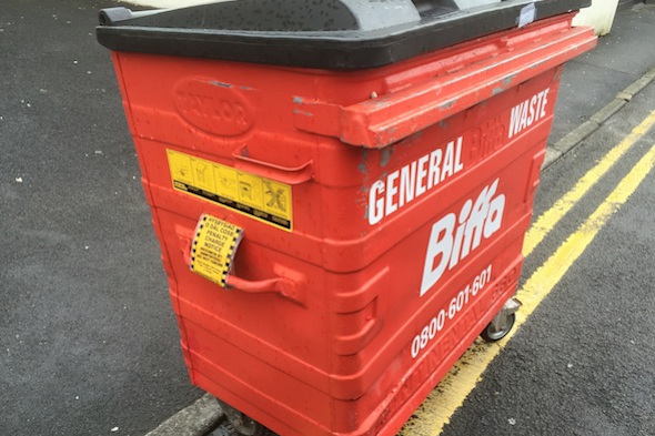 Overzealous parking attendant tickets wheelie bin