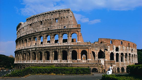 The great Colosseum is iconic of the city of Rome Italy