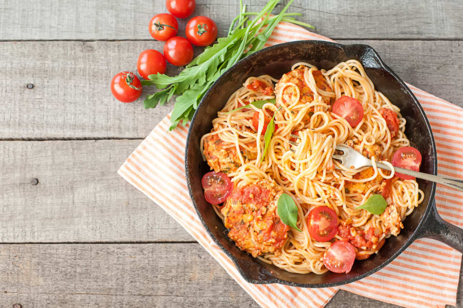 Italian spaghetti with meatballs