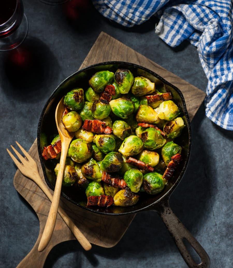 Brussels Sprouts with Char Siu Glazed Bacon