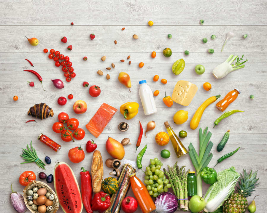 Studio photo of different fruits and vegetables