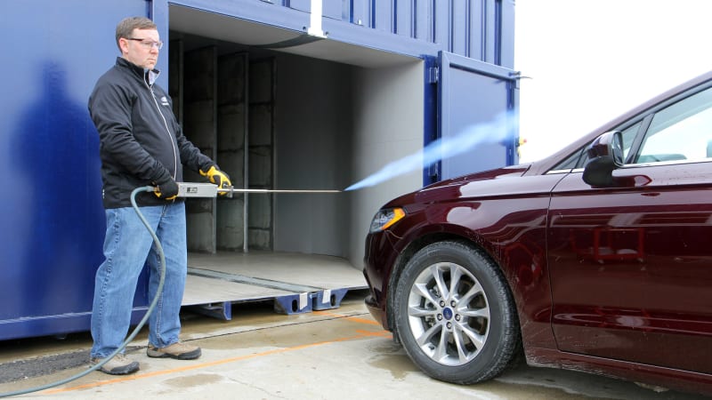 Ford built a mobile wind tunnel from shipping containers