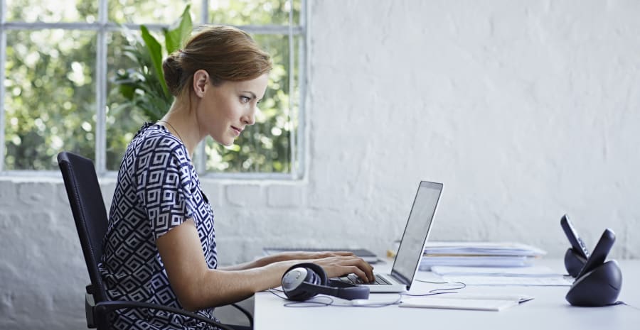 Woman working on computer