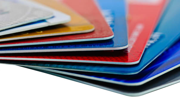 Close-up picture of a credit cards as a background.