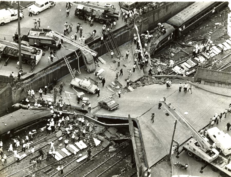 Granville Train Crash. Scene of the Granville rail disaster on 18 January 1977