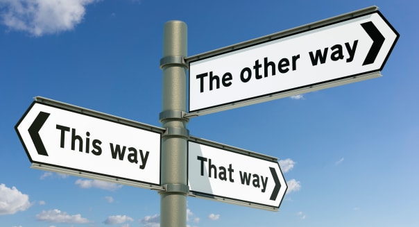 This way, That way, The other way - decision / choice concept sign post