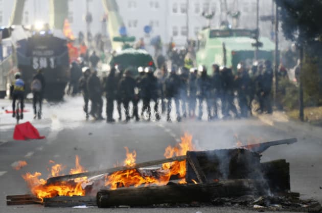 Les manifestations de Blockupy à Francfort, en 2015
