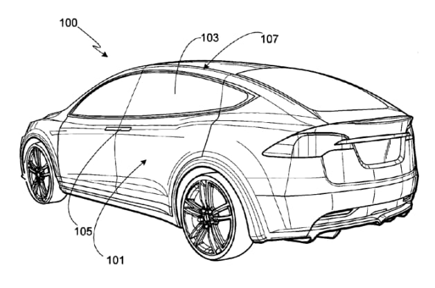US Patent Office Tesla Motors Model S drawing