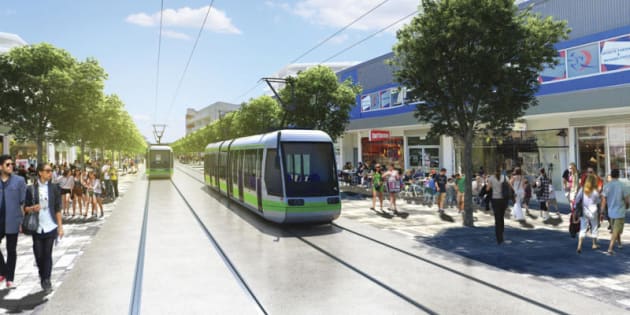 An artistic rendering of who the light rail is expected to look in Canberra