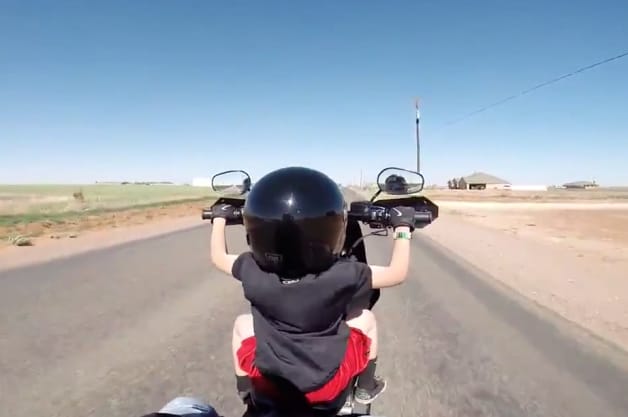 Six-year-old riding motorcycle