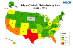 Tailgate theft by state from 2012 and 2013