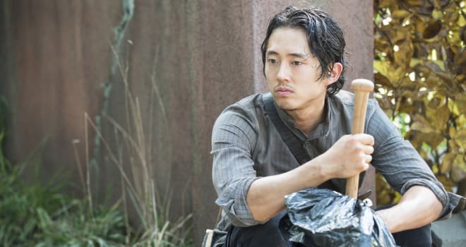 Steven Yeun - The Walking Dead _ Season 5, Episode 9 _ BTS - Photo Credit: Gene Page/AMC