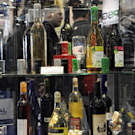 Wine bottles on display 