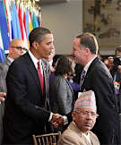 MEETING: Mr Obama had approached Mr Key unexpectedly and they had talked, a spokesman said.