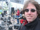 Former Phish bass player Mike Gordon waiting to speak to Journal music writer John W. Barry