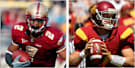 Boston College running back Montel Harris, left and U.S.C. quarterback Matt Barkley.