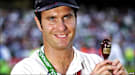 Michael Vaughan with the Ashes in 2005