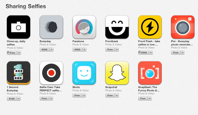Apple selfi uygulamaları için app store'da yeni kategori oluşturdu.